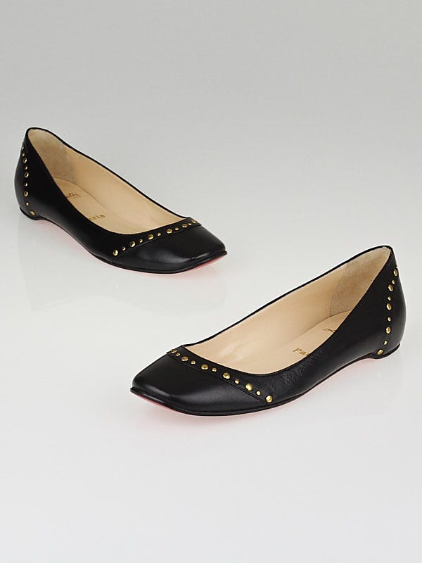 Christian Louboutin Black Leather Mousse Clou Ballet Flats Size 7/37.5