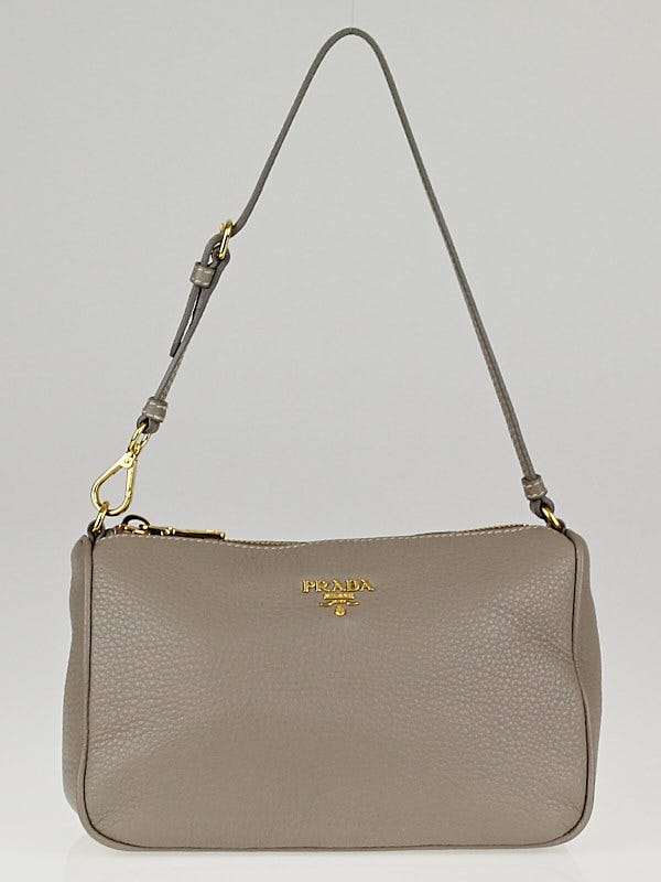 Prada Argilla Vitello Daino Leather Pochette Bag 1N1620