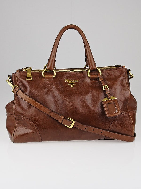 Brown Prada Vitello Shine Satchel