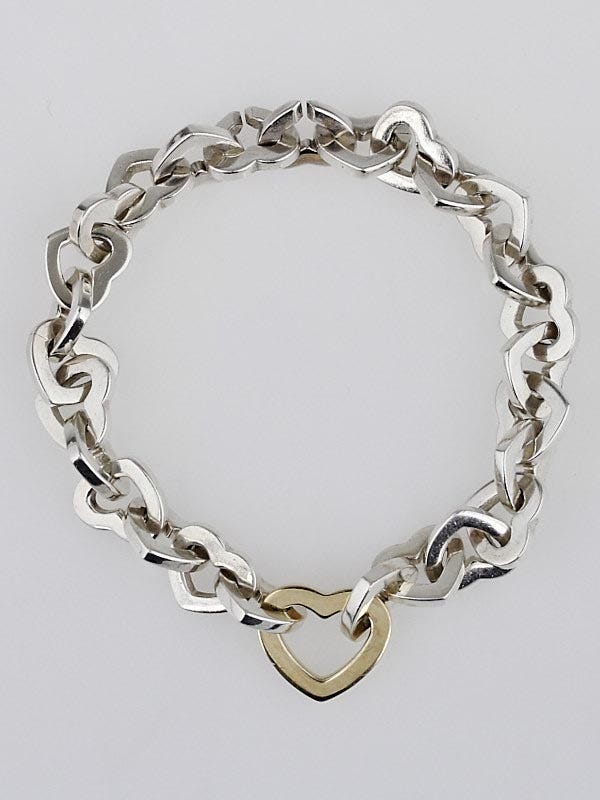 Tiffany & Co. Sterling Silver and 18k Heart Link Bracelet