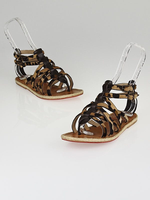 Christian Louboutin Black Leather Nuria Gladiator Flat Sandals