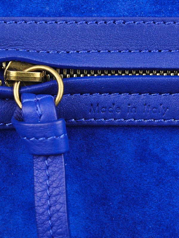 Celine Royal Blue Suede Small Phantom Luggage Tote Bag - Yoogi's Closet