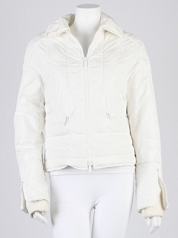 Gucci White GG Quilted Nylon Zip Puffer Jacket Size 10/44