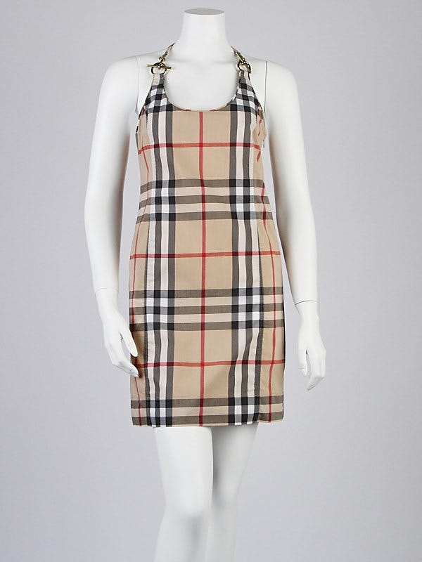 Burberry London House Check Cotton Blend Racerback Dress Size 4