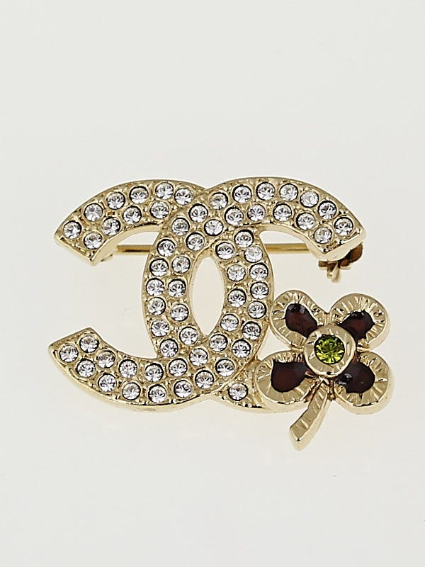 Louis Vuitton Silver and Crystal Flower Brooch - Yoogi's Closet