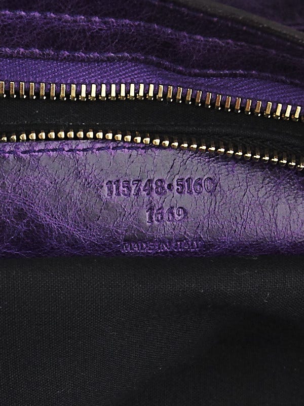Balenciaga Violet Cross Perforated Lambskin Leather