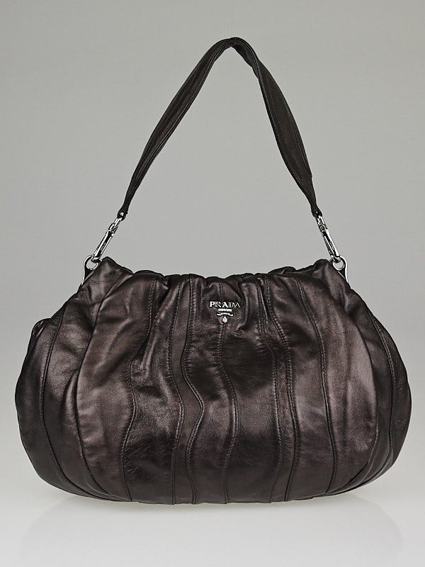 Prada Brown Metallic Nappa Stripes Shoulder Bag BN1682