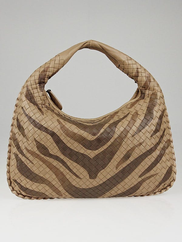 Bottega Veneta Brown, Pattern Print Intrecciato Shoulder Bag