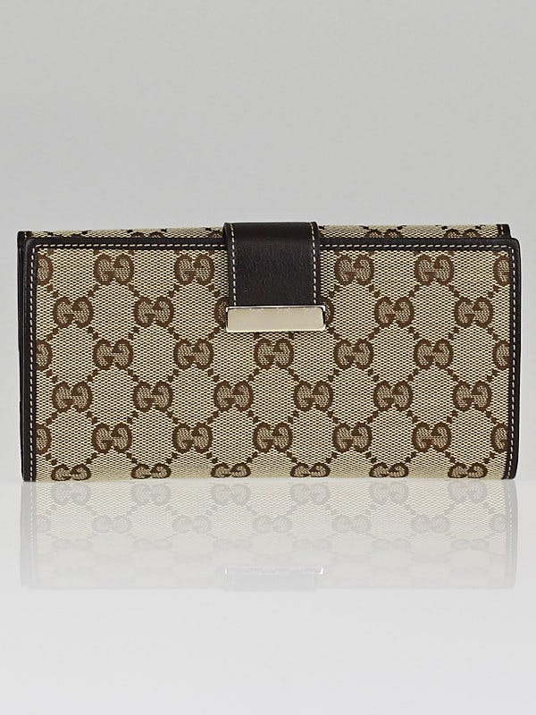 Gucci Beige/Ebony GG Canvas Continental Long Wallet