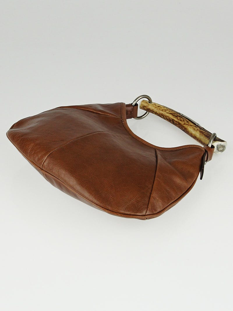 Yves Saint Laurent Brown Leather Mini Mombasa Horn Bag - Yoogi's Closet