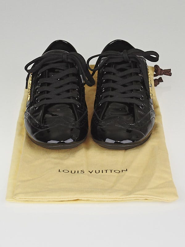 Louis Vuitton Black Patent Brogue Leather Lyrics Lace Up Sneakers Size 38 Louis  Vuitton