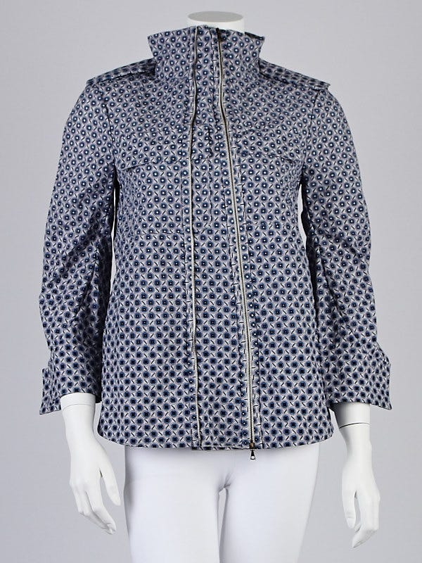 Marni Blue/White Patterned Nylon Zip Jacket Size 6/40