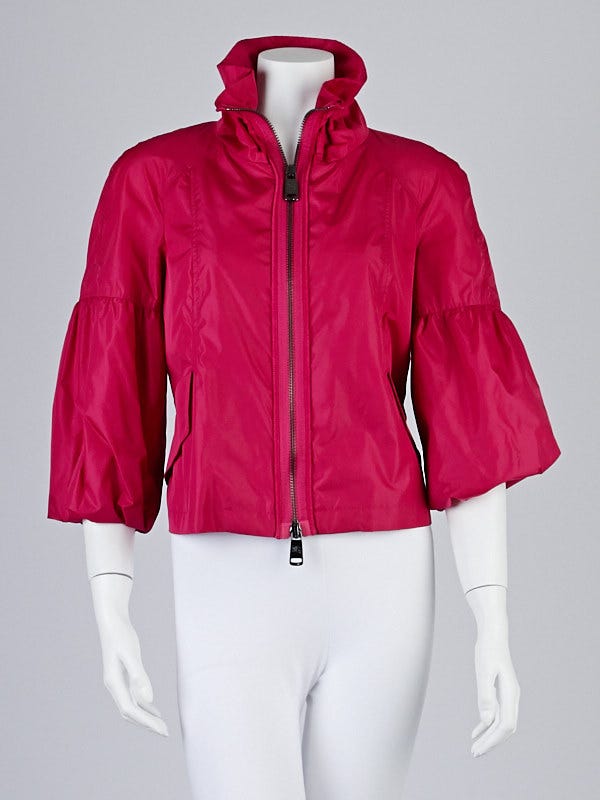 Burberry Hot Pink Nylon Cropped Zip-Down Jacket Size 10 - Yoogi's Closet