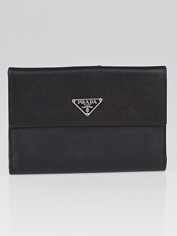 Prada Black Saffiano Portafoglio Leather Wallet
