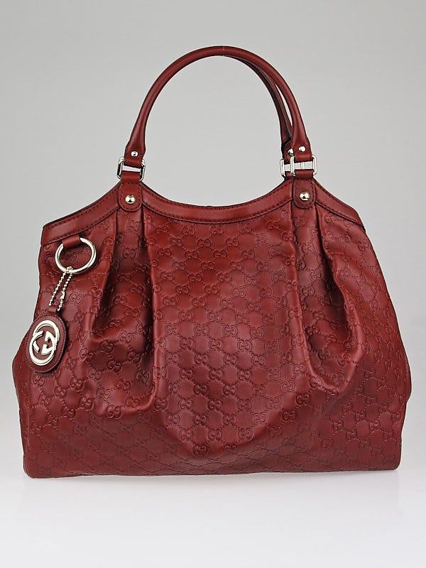 Gucci Vintage XL Brown Gucci Logo Leather Sukey Guccissima Hobo Shoulder Bag