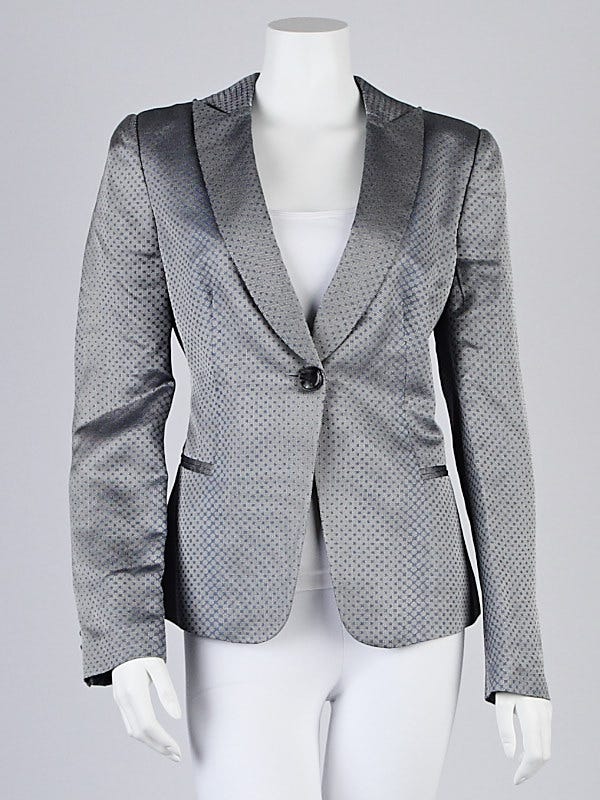 Giorgio Armani Grey/Blue Polka Dot Viscose Blazer Jacket Size 12/46