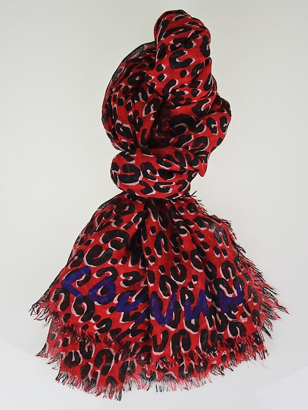 Louis Vuitton Red Cashmere/Silk Stephen Sprouse Leopard Stole - Yoogi's  Closet