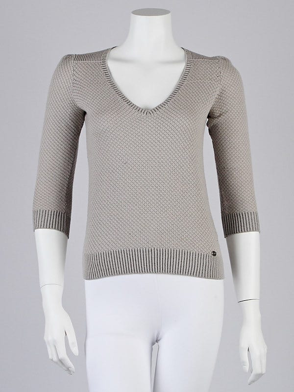 Gucci Grey Wool V-Neck Sweater Size XS
