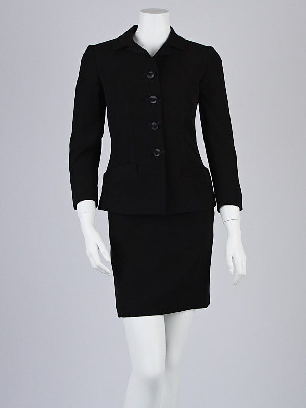 Prada Black Fabric Skirt Suit Size 4/38