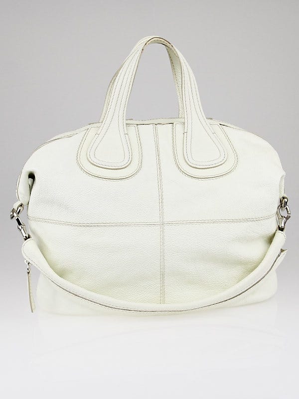 Givenchy White Crinkled Patent Leather Medium Nightingale