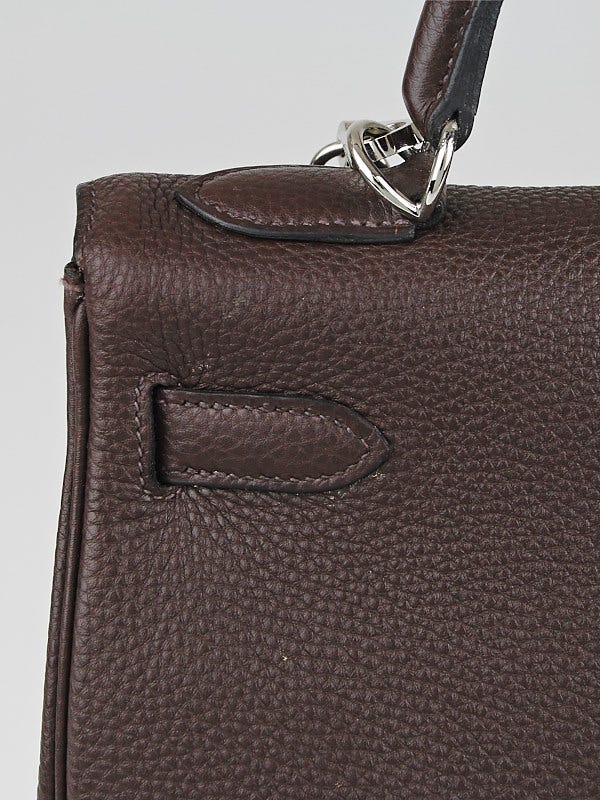 Hermes 32cm Chocolate Togo Leather Palladium Plated Kelly Retourne Bag -  Yoogi's Closet