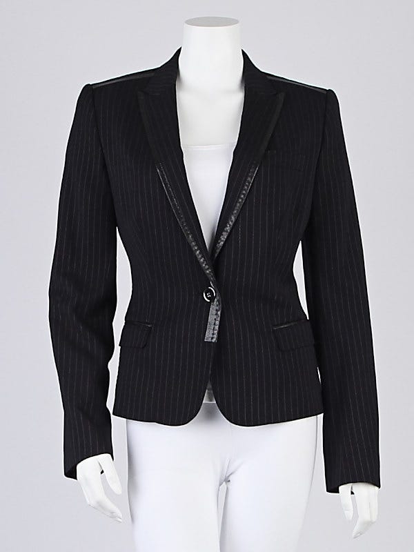 Dolce & Gabbana Black Pinstripe Wool Blend Blazer Jacket Size 10/44