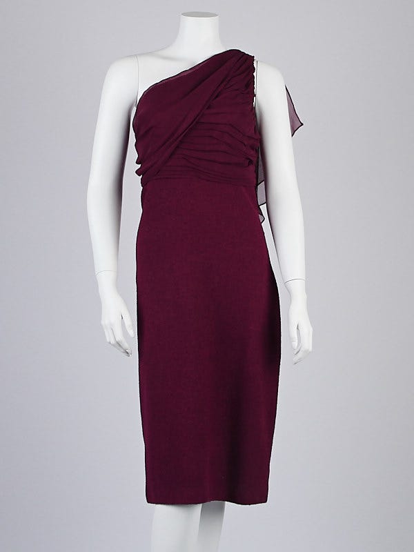 st john one shoulder dress St. John Le Jardin Print Georgette One-Shoulder Gown In Cherry Pink/Peony  Multi - 40% Off
