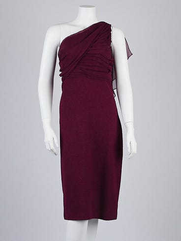 st john one shoulder dress St. John Le Jardin Print Georgette One-Shoulder Gown In Cherry Pink/Peony Multi - 40% Off
