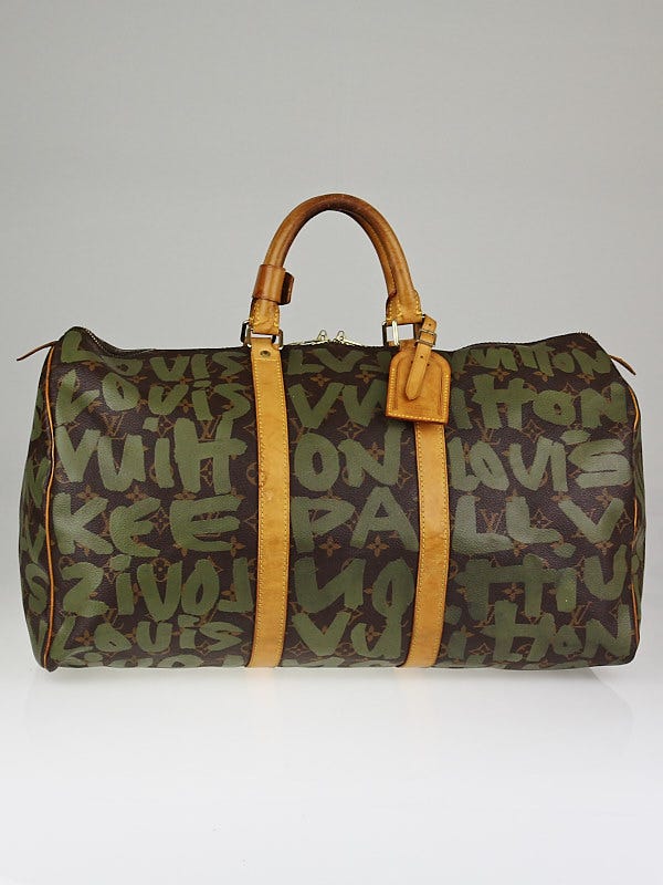 Louis Vuitton Limited Edition Khaki Graffiti Stephen Sprouse Keepall 50 Bag