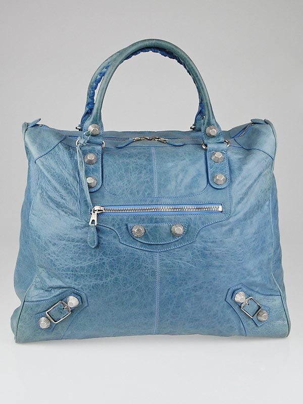 Balenciaga Turquoise Lambskin Leather Giant 21 Silver Escapade Bag