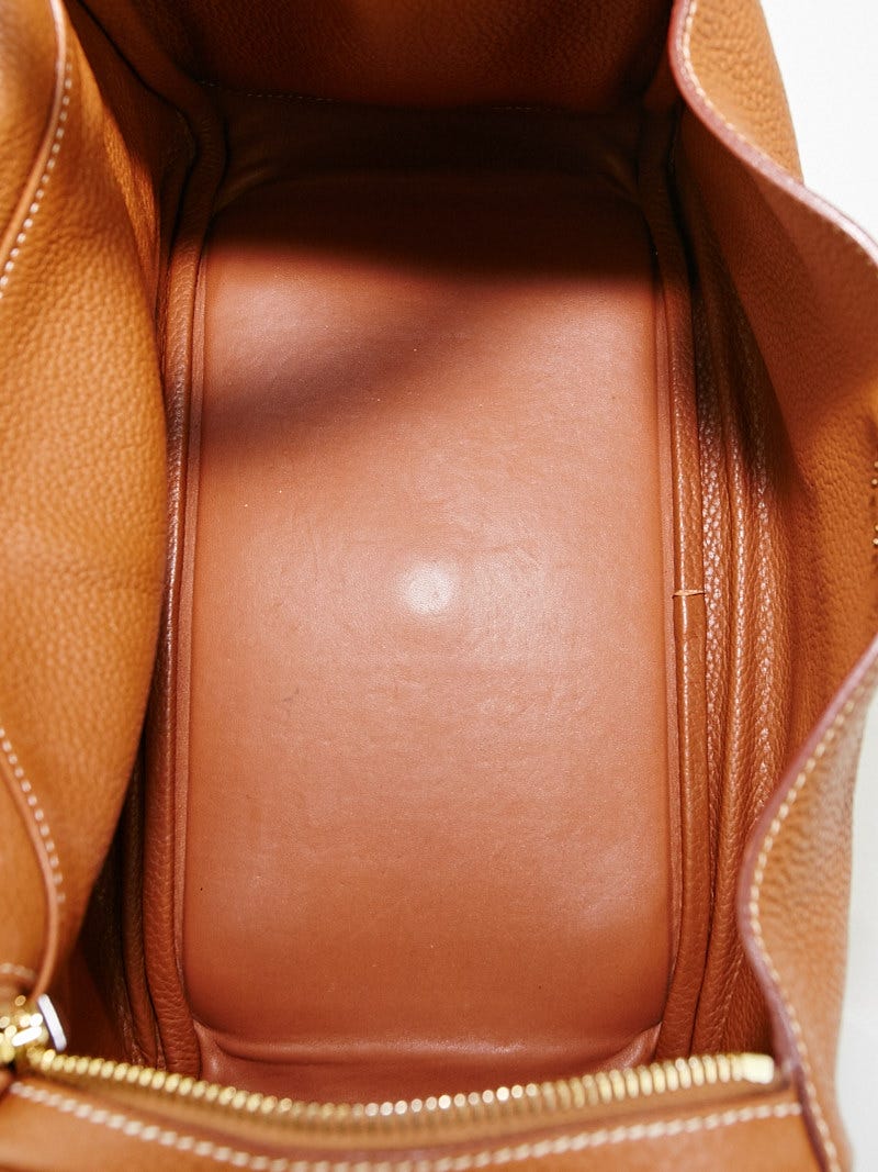 Hermes 30cm Gold Clemence Leather Lindy Bag - Yoogi's Closet