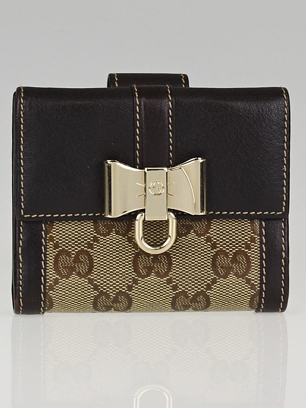 Gucci Beige/Ebony GG Coated Canvas Compact Bow Wallet