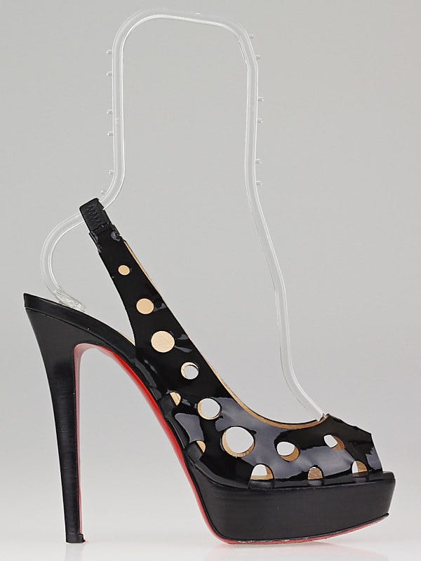 Christian Louboutin Black Patent Leather Ginza 140 Slingback Christian Louboutin Black Patent Leather Ginza 140 Slingback