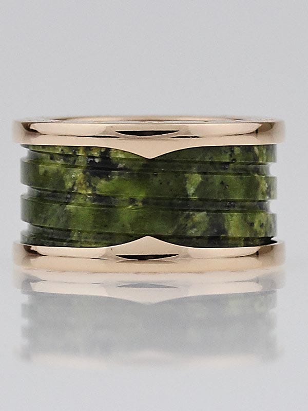 Bvlgari 18k Pink Gold and Green Marble B.Zero1 Ring Size 6.5/53