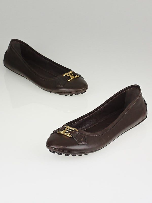 Louis Vuitton Brown Leather Oxford Ballet Flats Size 9/39.5