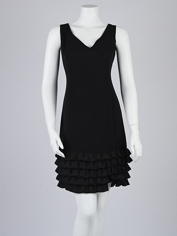 Armani Collezioni Black Silk Ruffle Sleeveless Dress Size 10/44