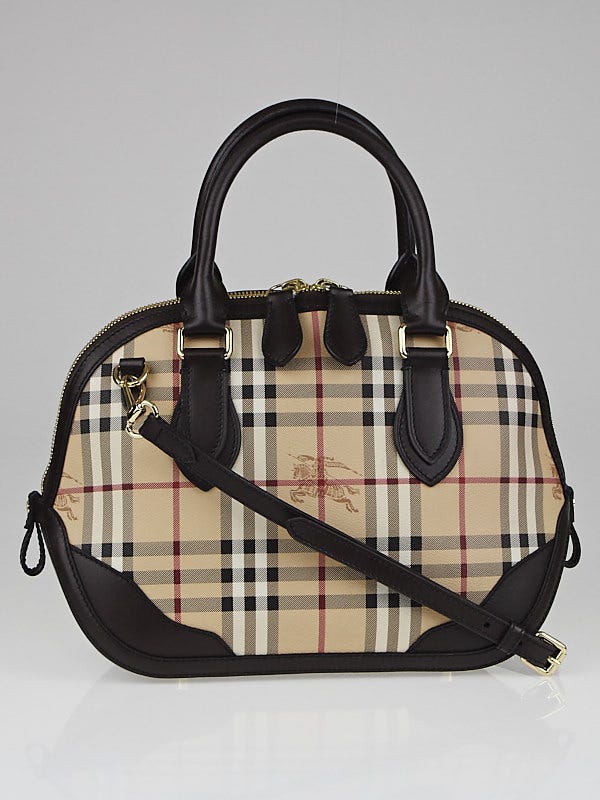 Burberry Haymarket Canvas/Chocolate Leather Small Orchard Bowling