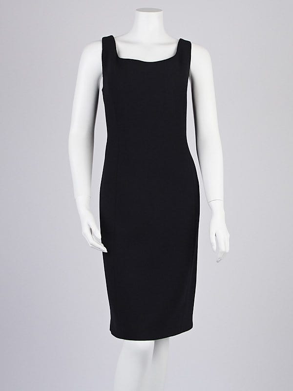 Armani Collezioni Black Wool Sleeveless Sheath Dress Size 8 44