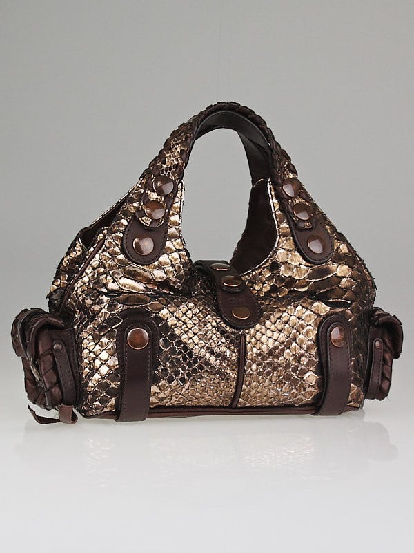 Chloe Bronze Python Skin Mini Silverado Bag | Yoogi's Closet