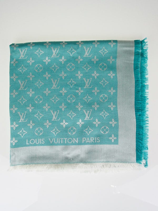 Louis Vuitton Blue Lagoon Monogram Silk/Wool Shawl