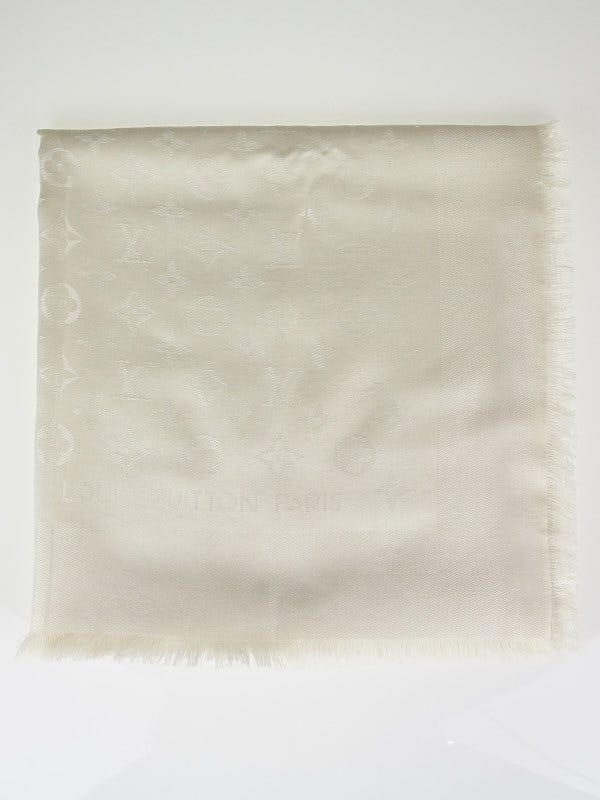 Louis Vuitton Ivory Monogram Silk/Wool Shawl