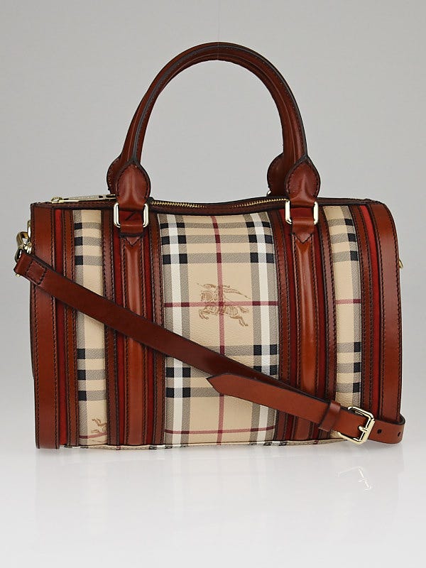 Burberry Autumn Leather Haymarket Check Coated Canvas Medium Alchester Bowling Bag