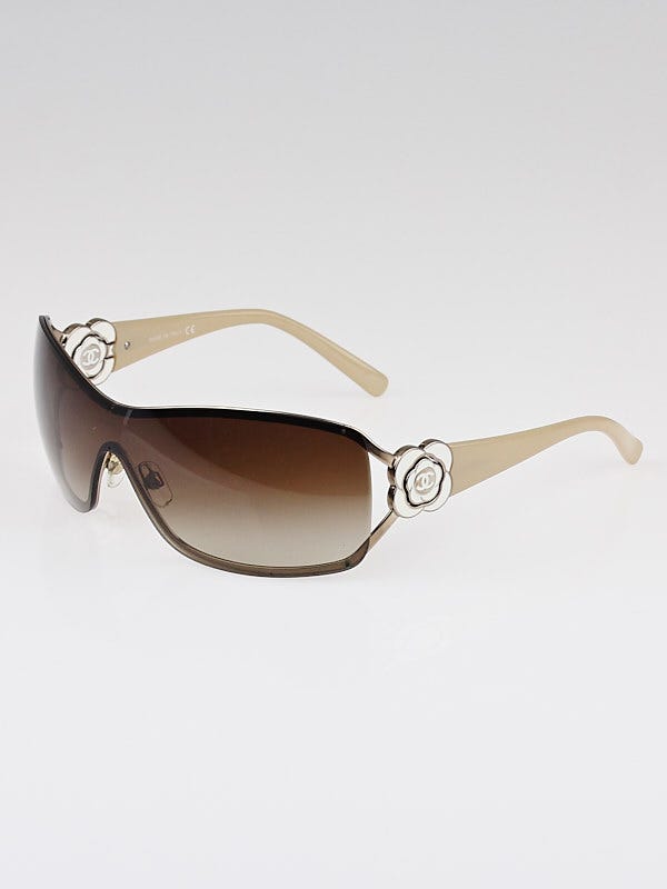 Chanel Beige and White Camellia Flower Sunglasses - 4164