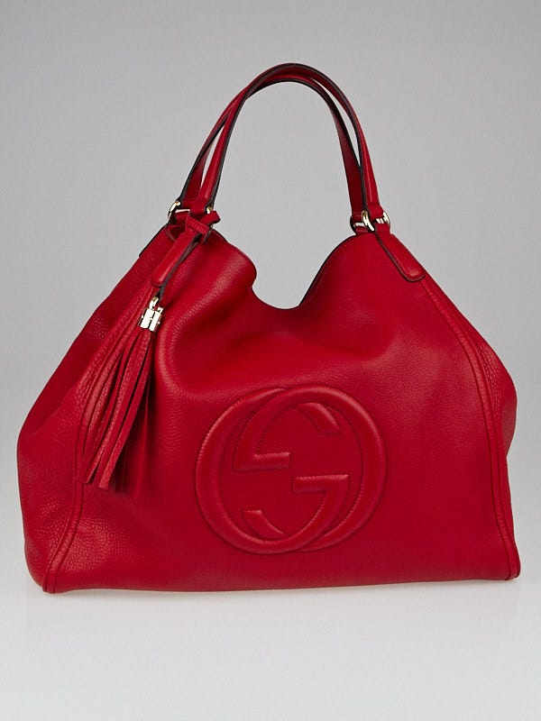 Gucci Red Leather Soho Large Tote Bag