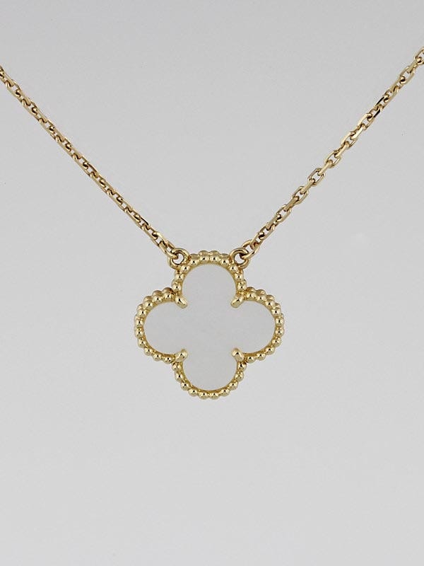 Van Cleef & Arpels 18k Gold and Mother-of-Pearl Vintage Alhambra Pendant Necklace