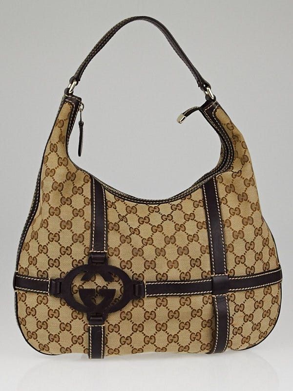 Gucci Beige/Ebony GG Canvas Royal Hobo Bag