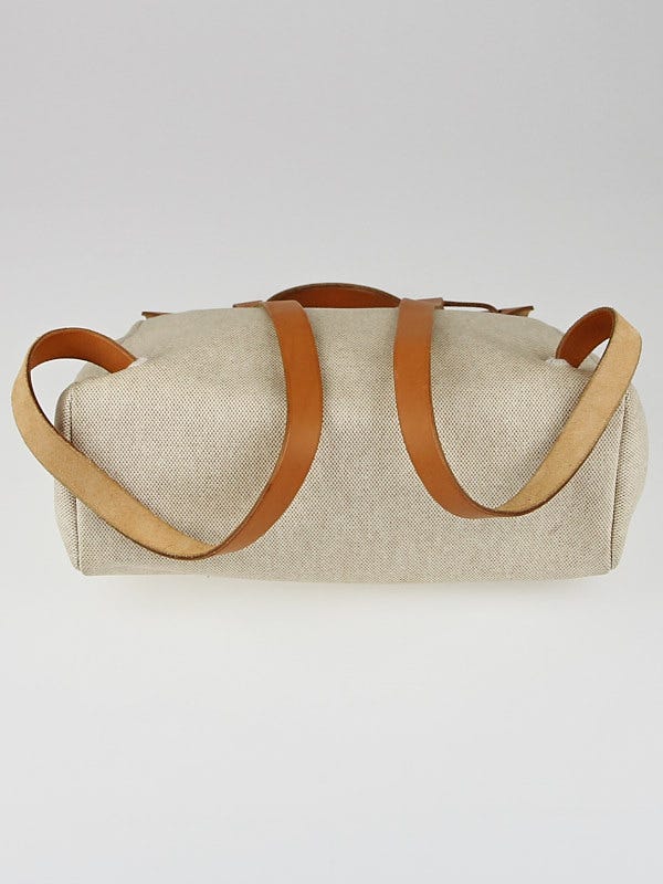 Hermes 30cm Natural/Brown Toile and Leather 2-in-1 Herbag  display picture 1