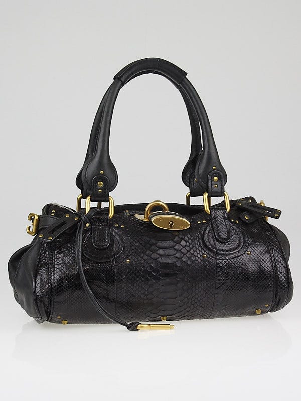 Chloe Black Python and Leather Medium Paddington Satchel Bag