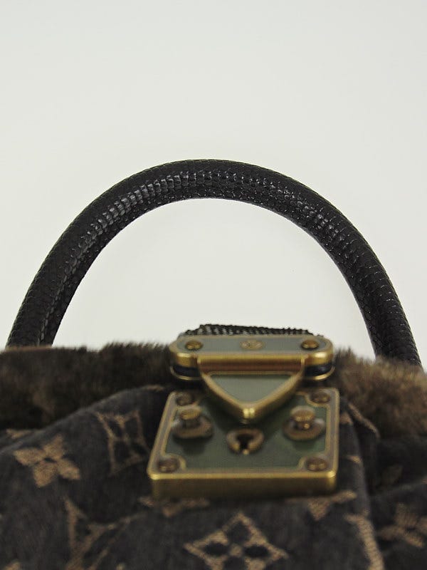 Louis Vuitton Denim, Chinchilla Fur, Lizard & Python Leather Trim Demi Lune mm