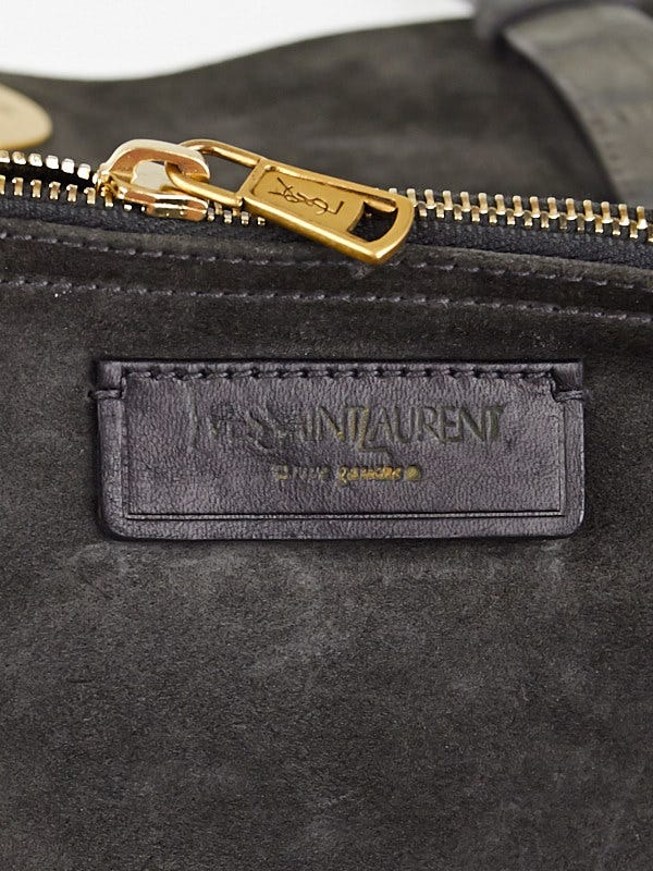 Yves Saint Laurent Grey Croc Embossed Suede Large Muse Two Bag
